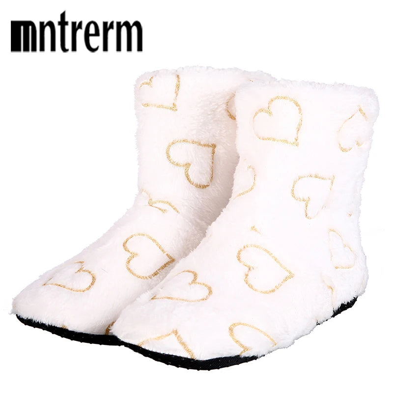 Mntrerm -  Warm Slippers Women Winter Indoor Shoes Heart Shaped Soft Pantufa Cute Design Ladies Home House Floor Cotton slippers