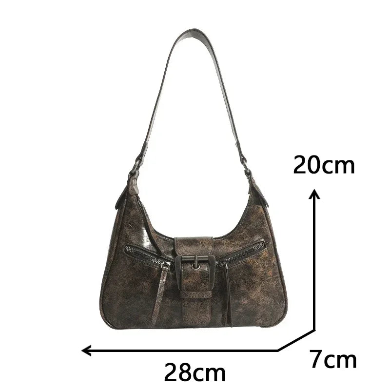 LYNX - 
Retro Belt Design PU Leather Shoulder Bags for Women 2025 Y2K Small Vintage Female Underarm Crossbody Bag Fashion Handbags