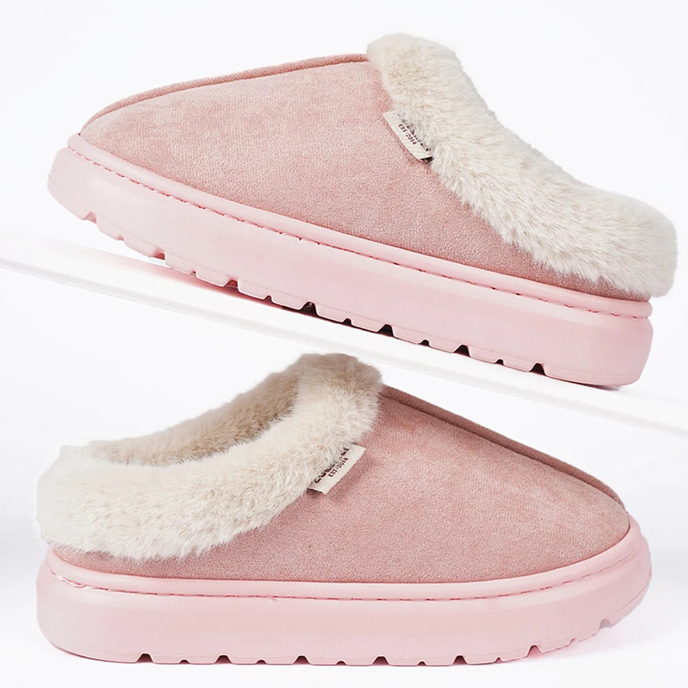 Litfun -  Platform Women Fluffy Slippers Winter High Quality Plush Women Cotton Shoes Ladies Fur House Slippers Warm Fuzzy Slides