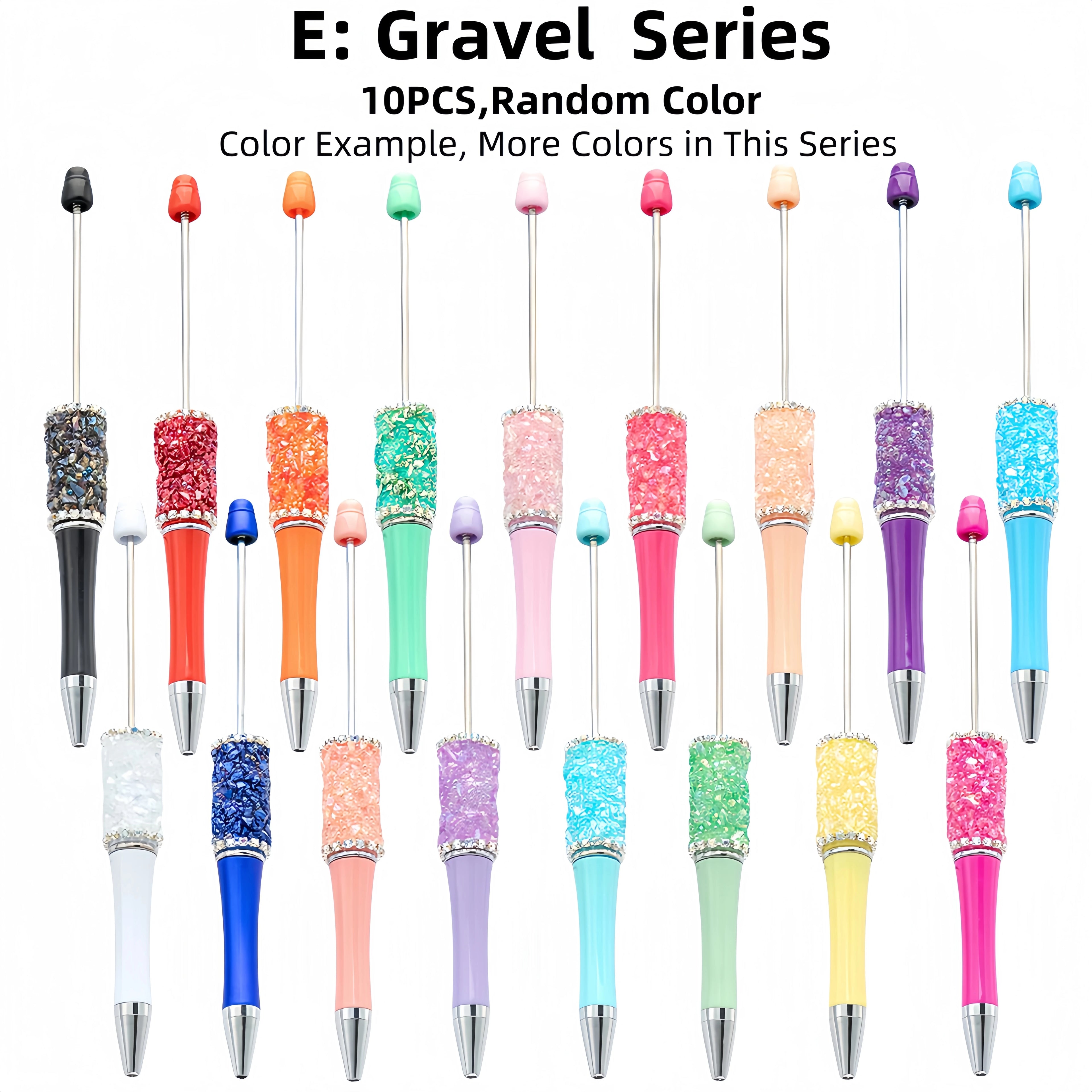 10 New Creative Bead Ballpoint Pen Sets (Random Colors), Perfect For DIY Office And School Supplies With Colored Wooden Beads