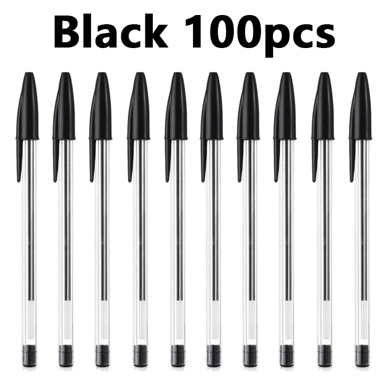 50/100Pcs Ballpoint Pens 1.0mm Blue Black Plastic Ball Point Pen Student Gift School Office Supplies Long Lasting Smooth Writing
