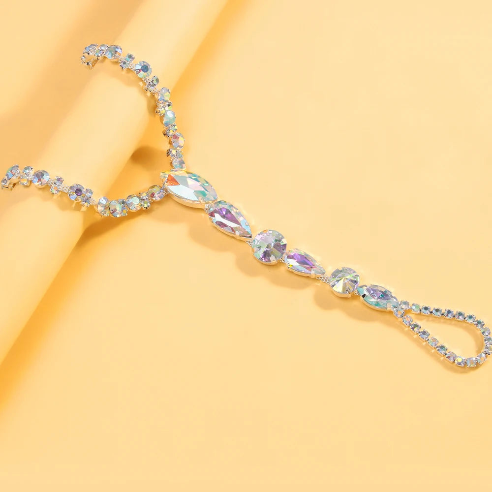 DANZARA - 
Colorful Crystal Dance Anklet Belly Prom Foot Accessories Gifts 2024 Barefoot Rhinestone Toe Chain Anklet Bracelet for Women