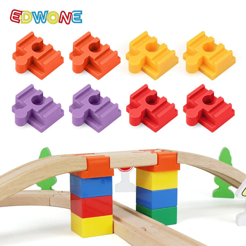 Wooden Train Track Connector Railway Rails Accessories Fit Thomas Train Road Connector Wood Railway Bridge Boys Birthday Gifts