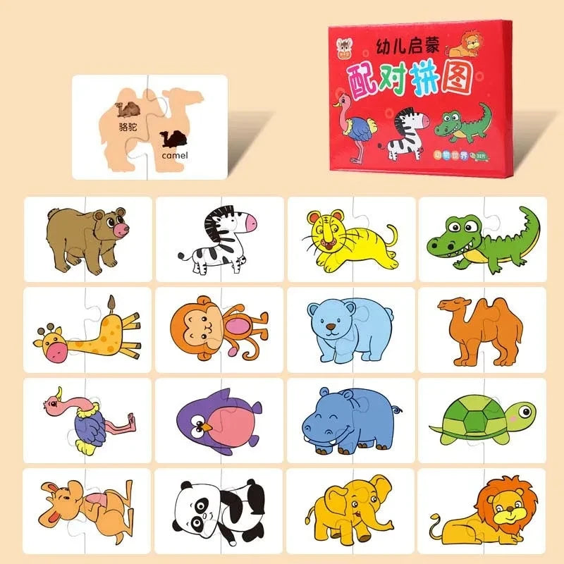 Baby Wooden Puzzles for Toddlers Montessori Development Toys Educational Animals Puzzle Board Games for Kids Boys 1 2 3 Years
