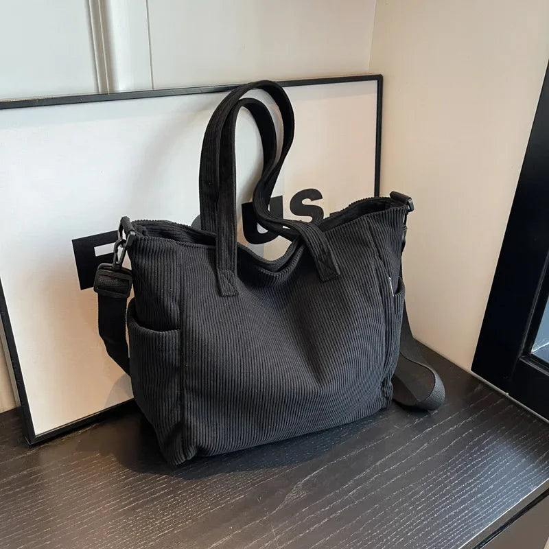 TARO - 
Fashion Versatile Shoulder Bag College Wind Commuting Corduroy Square BagUnisex Large Capacity Leisure Portable Crossbody Bag