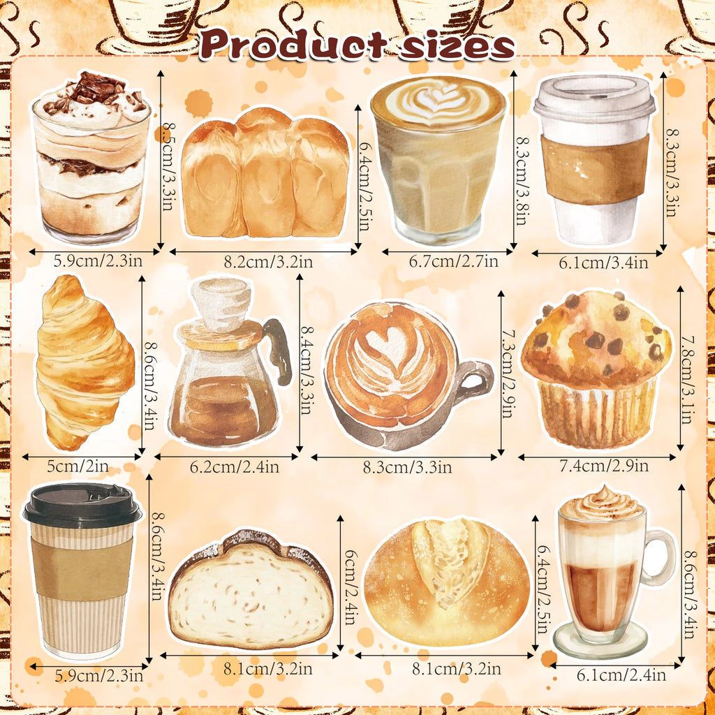 12/24/36pcs Coffee Theme Sticky Notes Set, Self-Stick Notes Pads, Writing Memo Pads for Office Home Use Kids Gifts Supplies