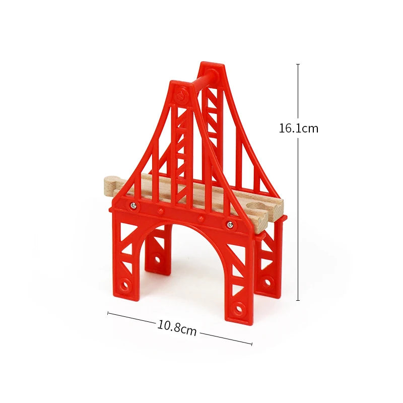 Wooden Train Track Connector Railway Rails Accessories Fit Thomas Train Road Connector Wood Railway Bridge Boys Birthday Gifts