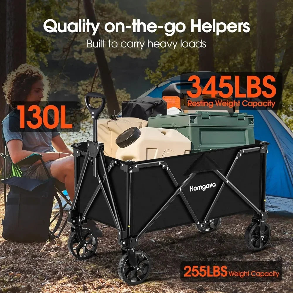 %a Collapsible Folding Wagon Cart, Large Capacity Camping Wagon, Foldable Wagon, Heavy Duty Utility Wagon Cart for