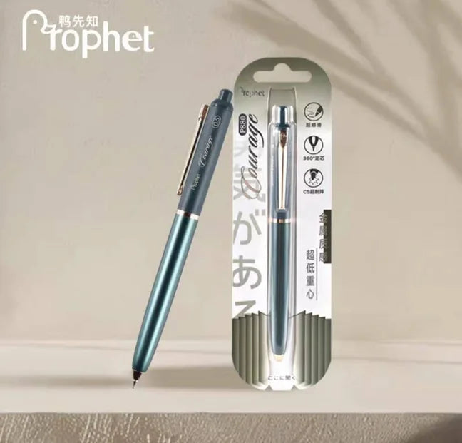 PROPHET COURAGE Gel Pen 0.5mm Rose Gold Pen Clip Low Center of Gravity CS Double-ball Pen Tip Alpha Gel Drop-resistant