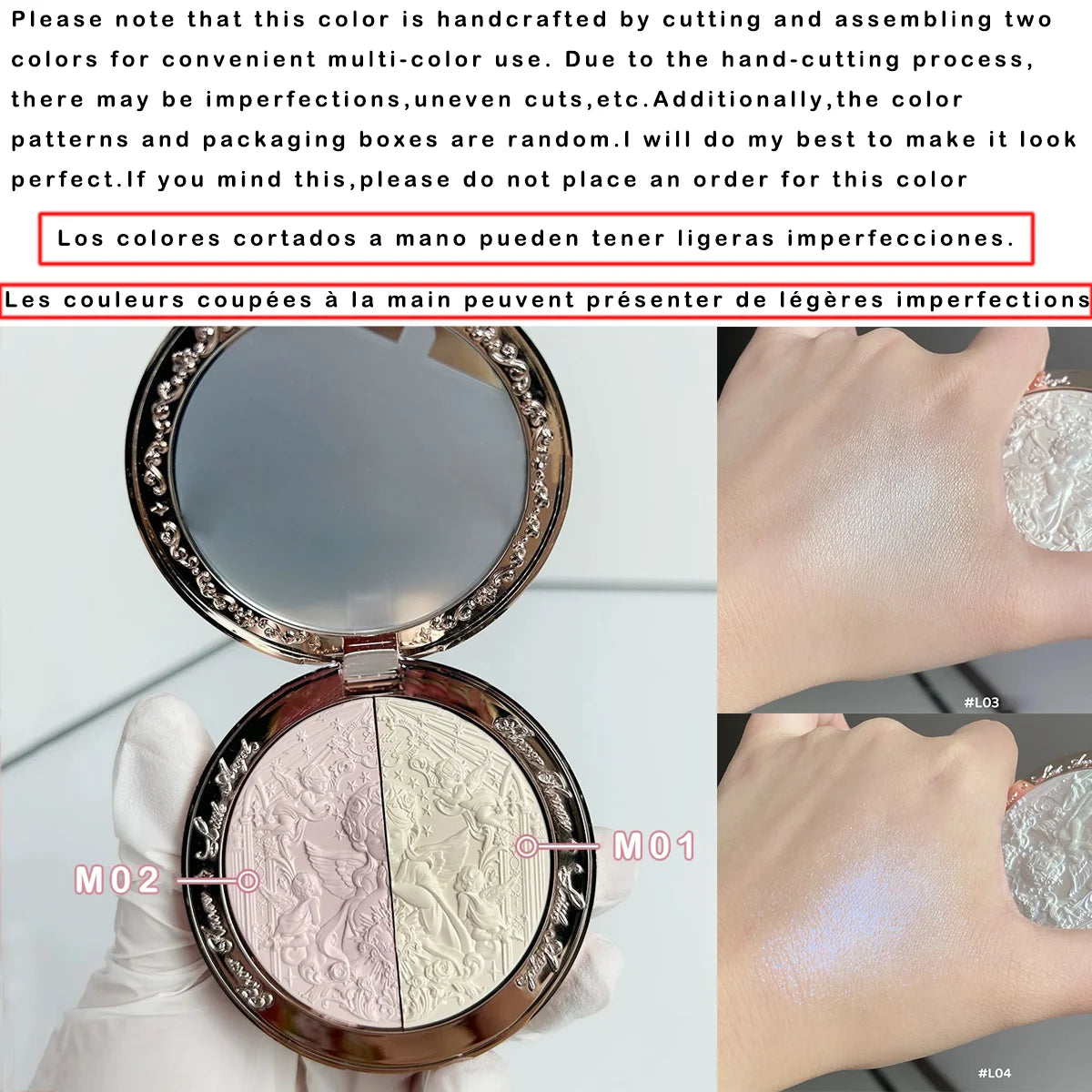 Angelique - 
Flower Knows Little Angel Embossed Face Highlighter Palette Diamond Glitter 3D Contour Waterproof Long-lasting Makeup Shimmer 8g