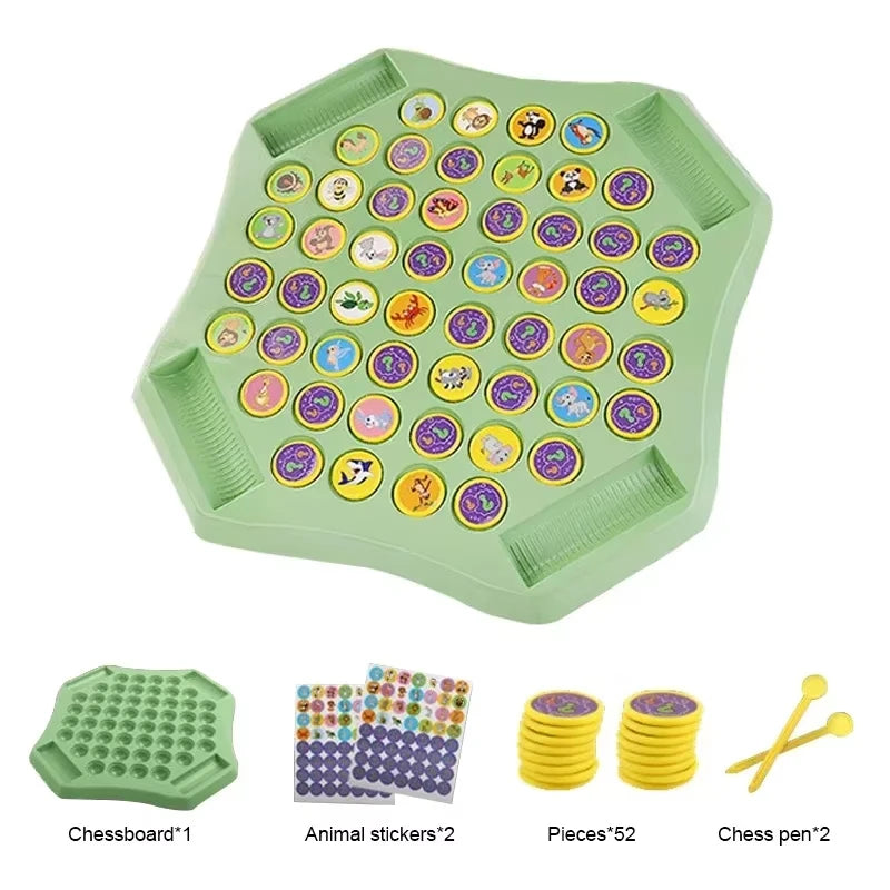 Kids Battle Chess Educational Toy Observation Concentration Training Fun Animal Flip Chess Parent-child Interactive Game Toys