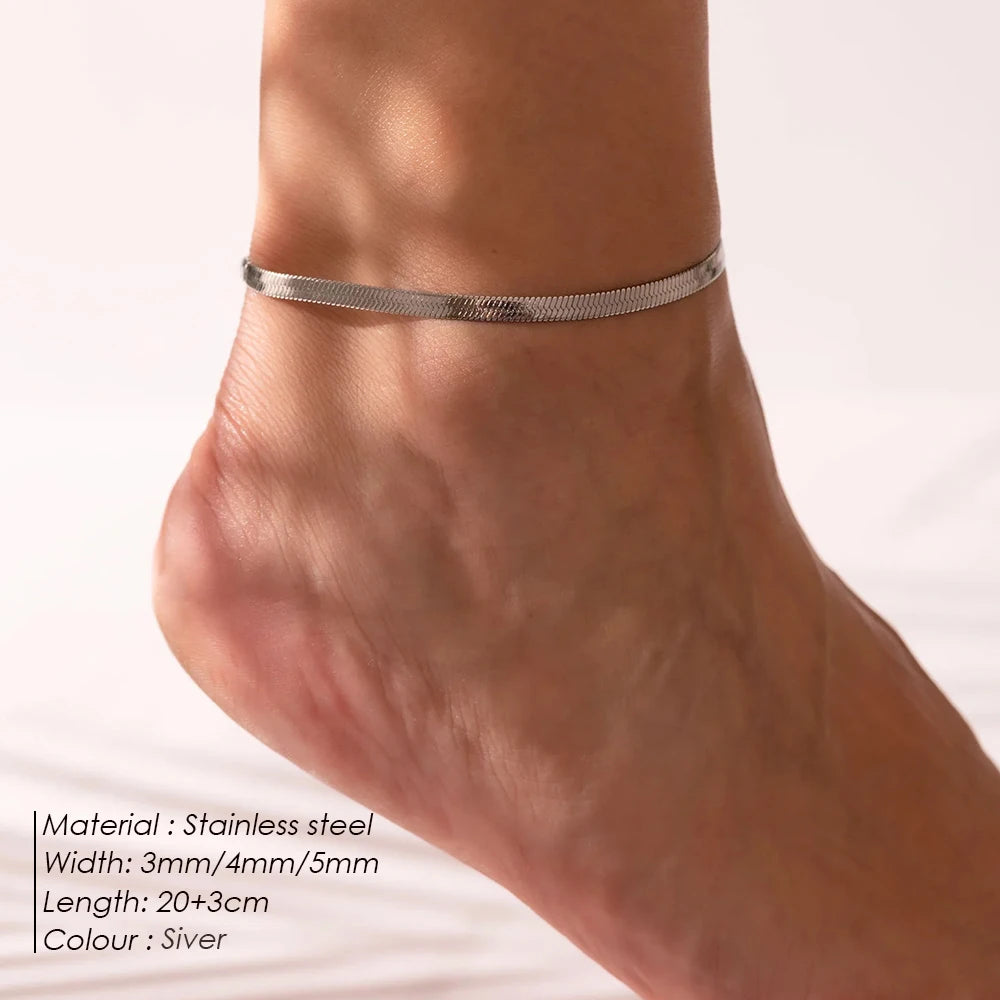 MARLIX - 
eManco Gifts Stainless Steel NotAllergic Men's Blade Chain Wholesale  Silver Color Snake Chain Anklet for Women Beach Chain Ankl