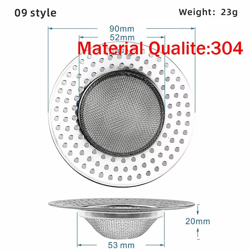 Kitchen Sink Filter Stainless Steel Mesh Sink Strainer Filter Bathroom Sink Strainer Drain Hole Filter Sewer Screen Strainers
