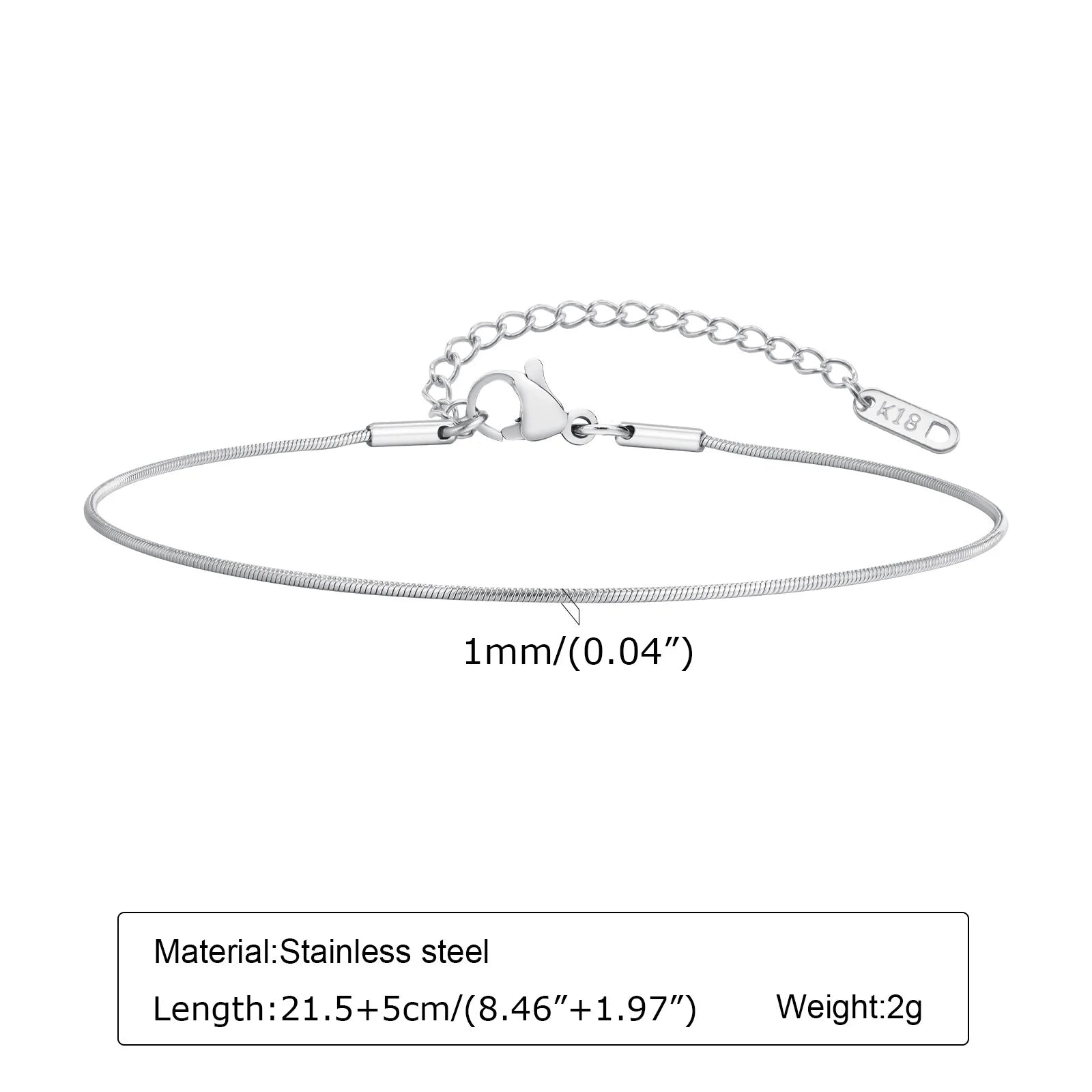 STÉLIA - 
Silver Color Anklet Bracelets for Women Waterproof, Stainless Steel Layered Cuban Chain Herringbone Anklets Summer Beach Gift