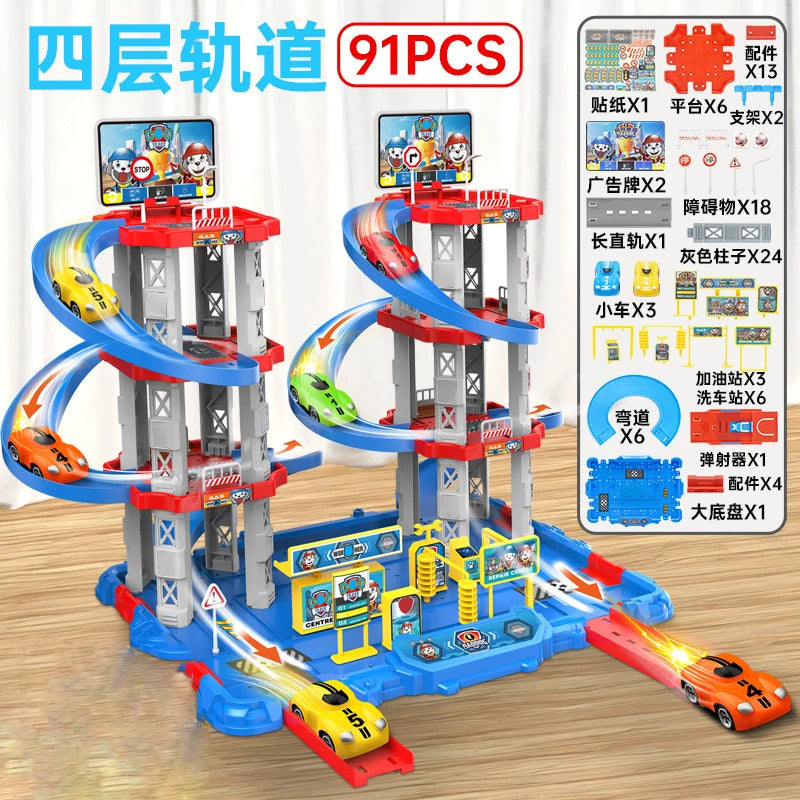 Race Track Car Ramp Toy Educational Game For Boys Children 3 4 5 Year Racing Gliding Track Toys Puzzle Gliding Rail Car Park Toy