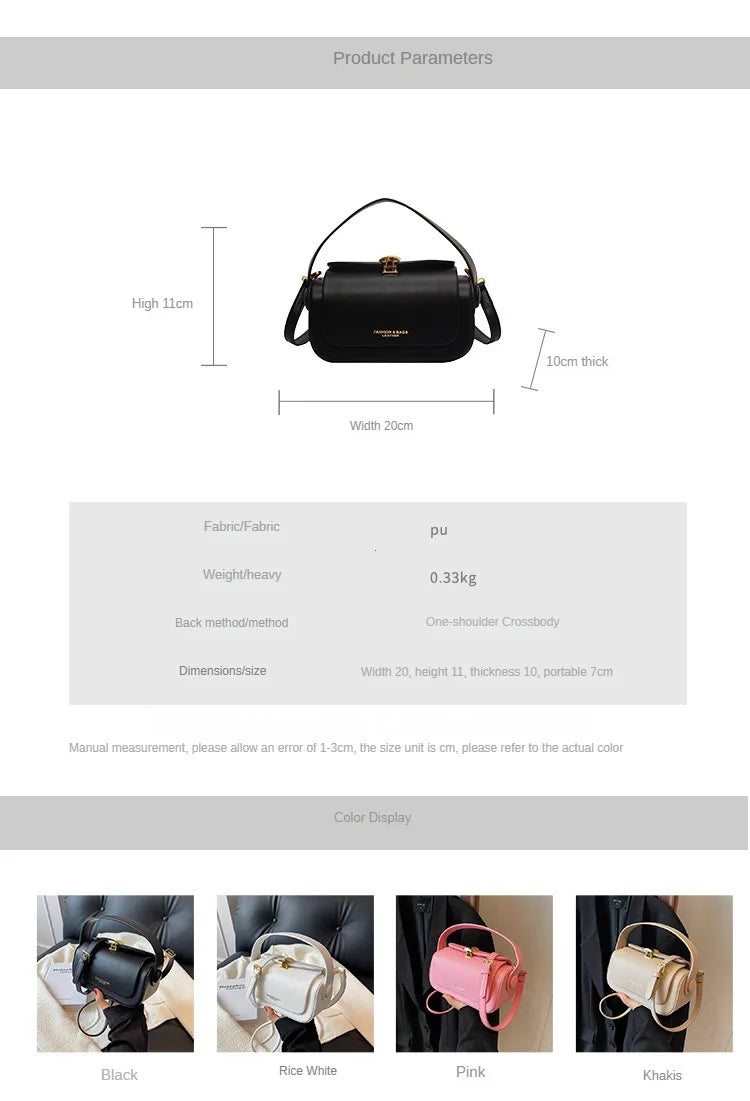 AVEN - 
Classic Black Shoulder Bag Women's Versatile Retro Crossbody Square Bags 2024 New Large Capacity Textured Leather Flap Handbags