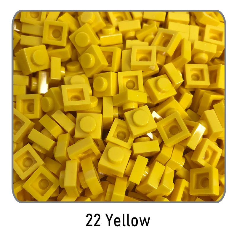 100Pcs DIY Bricks Parts 3024 1x1 Plate Educational Tech Construction Assmble Compatible Block Parts Toys for Child Kids