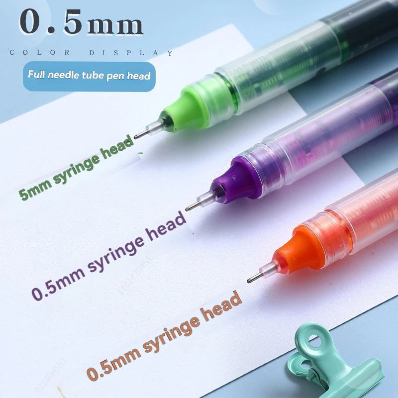10Pcs/set High Quality Gel Pens Straight Liquid Ballpoint Pen Colors Kawaii Stationery School Office Supplies Writing