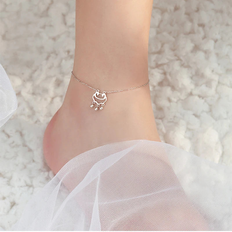 LYSEN - 
VENTFILLE 925 Sterling Silver Double Layer Anklet for Women Geometric Disc Anklet Bracelet Summer Jewelry