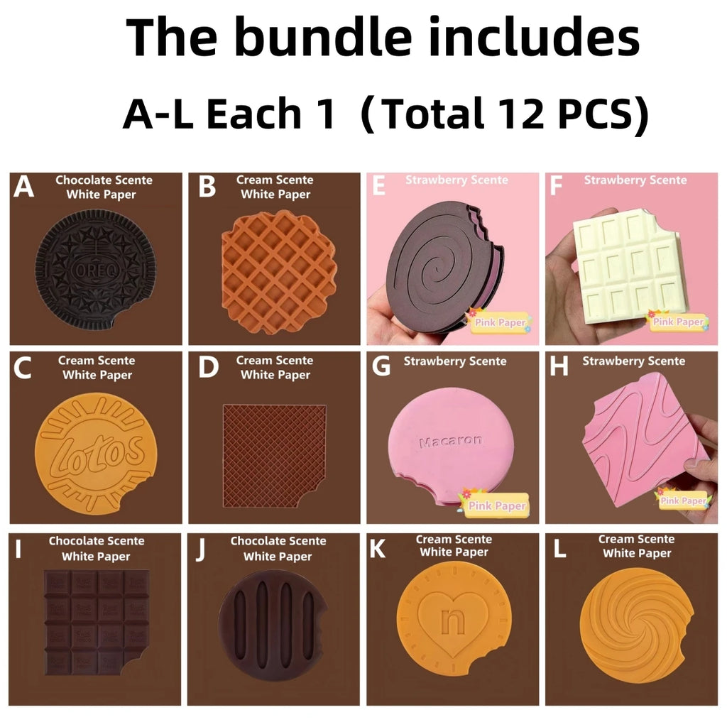 80 Pages/Set Scented Chocolate, Cream & Strawberry Flavored Creative Pocket Notepads, Chocolate&Cookie Shaped, Tear-off Memo Pad