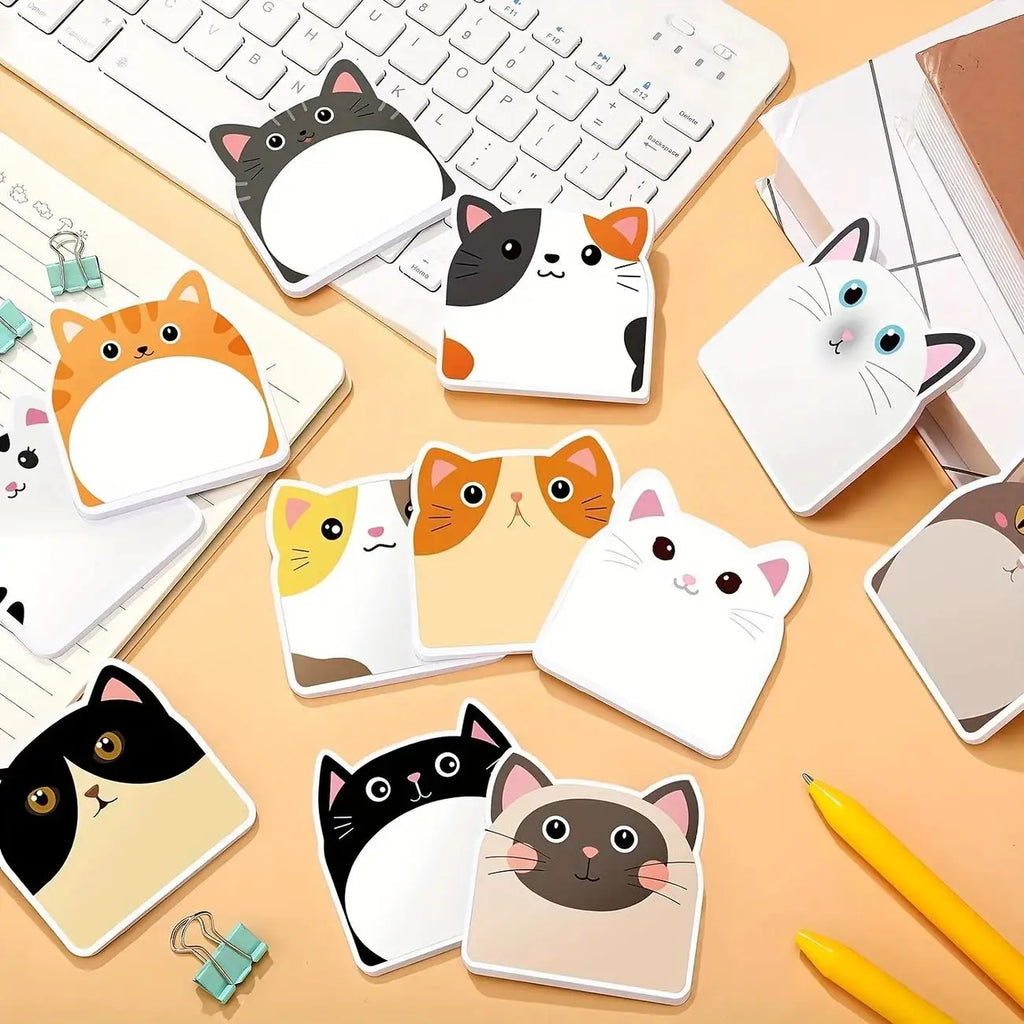 12pcs Sticky Notes Cute Cat, Creative Journal Convenience Stickers Suitable For Notebook And All Kinds Of Note Taking Occasions