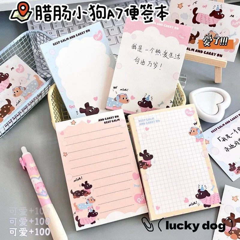 Dachshund Puppy A7 Sticky Note Book Ins High-value Student Writing Silky Opaque Ink Notepad