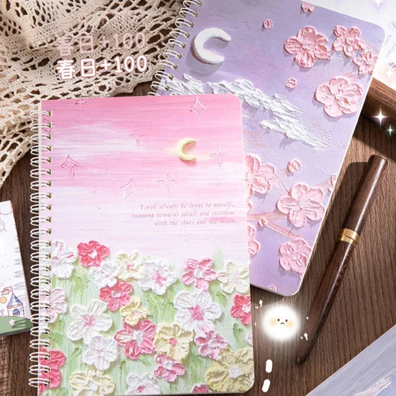 4 Books/Set A5 Coil Lined Notebook High Quality Kawaii Korean Stationery Cute School Supplies for Students