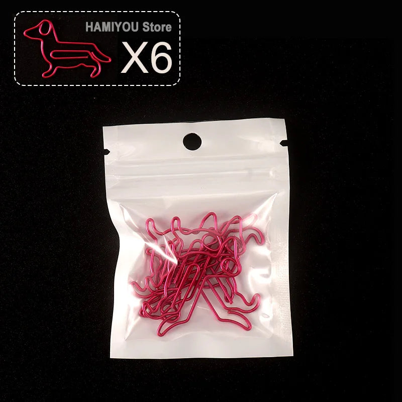 Little Dog Style Paper Clips Binder Clips Bookmarks Tickets Photo Clamp Patchwork Clips Office Binding Supplies silver purpleRed