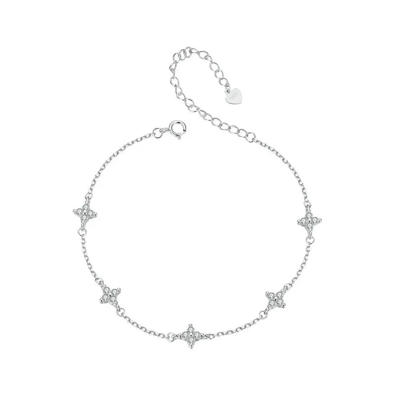 Dazzlink - 
BAMOER Solid 925 Sterling Silver Dazzling Beads Anklet, Chian Bracelet for Leg Female Foot Jewelry For Women BST009