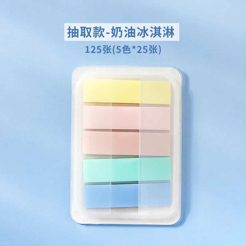 1 PC PET Transparent Index Sticker Morandi Sticky Note Sticker Sticky Note 5 * 20  Office Accessories  Sticky Notes