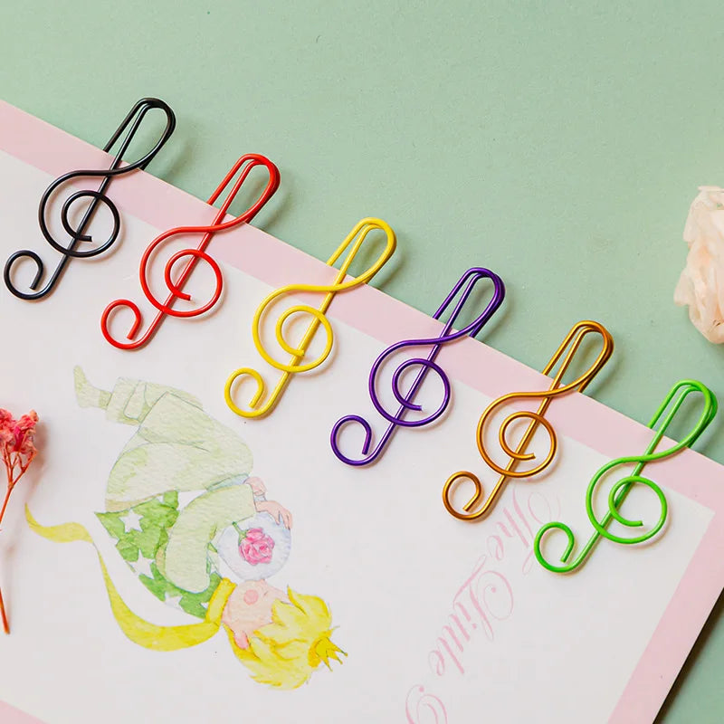 20PCS Music Theme Paper Clips Metal Office Cute Binder Kawaii Stationery Decorative Clips for Organizing And Decoration