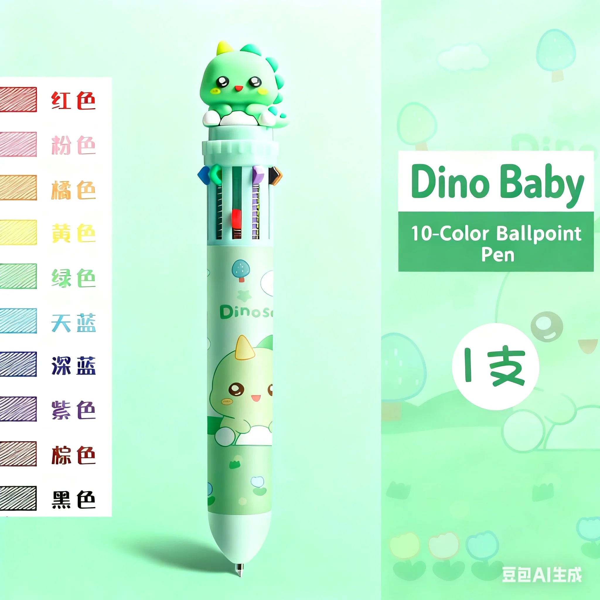 10 color ballpoint pens cartoon cute creative multi-color ballpoint pens press type color multifunctional pens, portable gifts