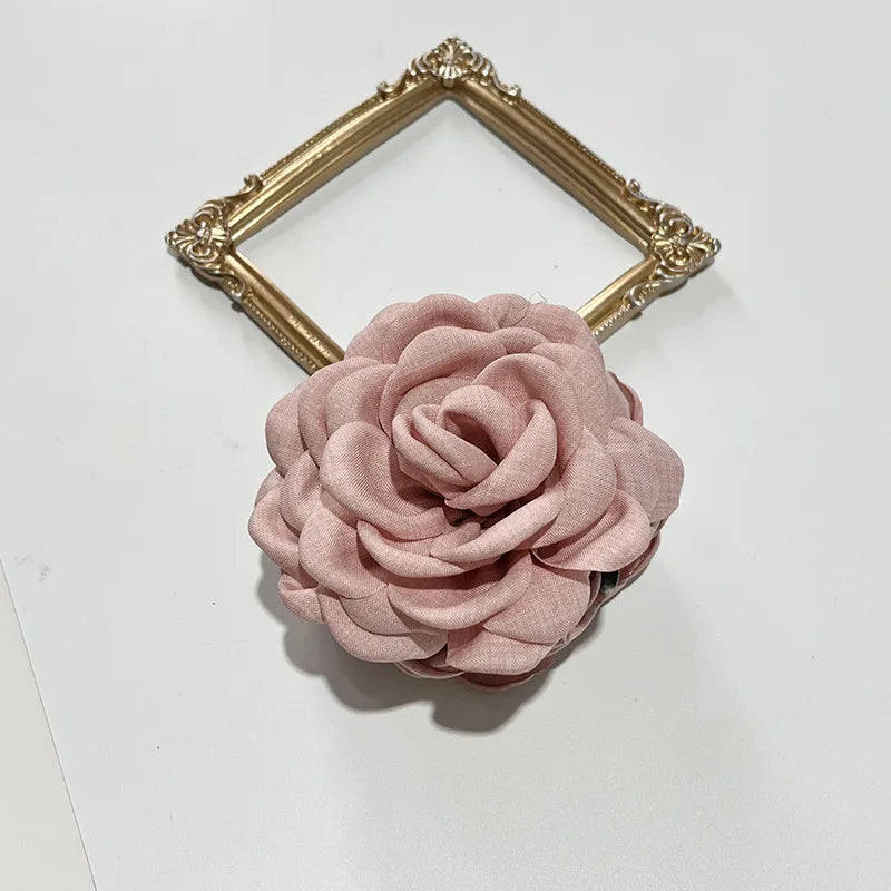 Rosabella - French Fabric Rose Flower Hair Claw Clips For Women Girls Hair Clip Barrette Hairpins Hair Clamps Headwear Hair Accessories Gift