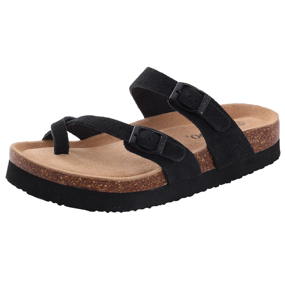 EASYLUX -  Fashion Platform Cork Slippers For Women Men Classic Flats Sandals Summer Unisex Beach Sandals With Adjustable Buckle