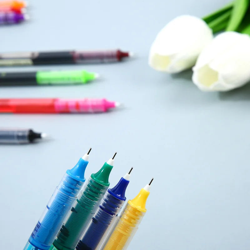 10Pcs/set High Quality Gel Pens Straight Liquid Ballpoint Pen Colors Kawaii Stationery School Office Supplies Writing
