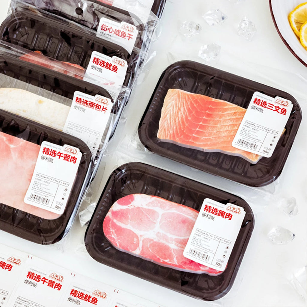 Novelty Funny Grilled Meat Simulation Memo Pad Sticky Notes  Notebook Stationery Paper Stickers forRestaurant Bar