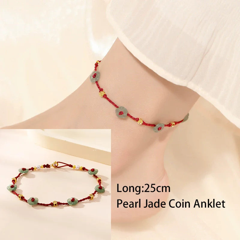 LYSEN - 
VENTFILLE 925 Sterling Silver Double Layer Anklet for Women Geometric Disc Anklet Bracelet Summer Jewelry