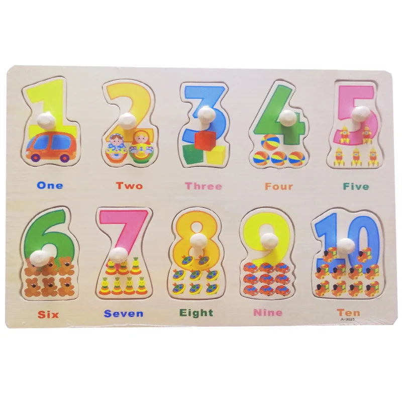 30cm Baby Toys Montessori Wooden Puzzle Hand Grab Board Educational Wood Puzzles for Kids Cartoon Animal Vehicle Child Gift