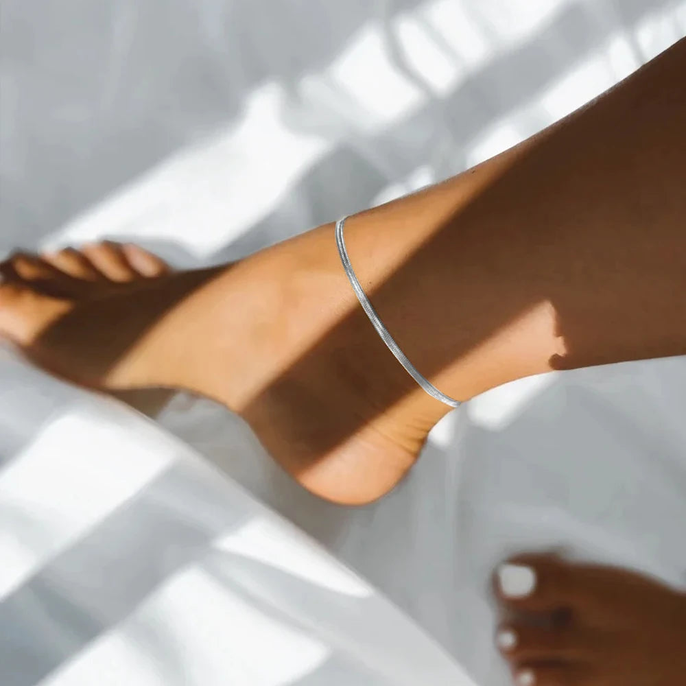 MARLIX - 
eManco Gifts Stainless Steel NotAllergic Men's Blade Chain Wholesale  Silver Color Snake Chain Anklet for Women Beach Chain Ankl