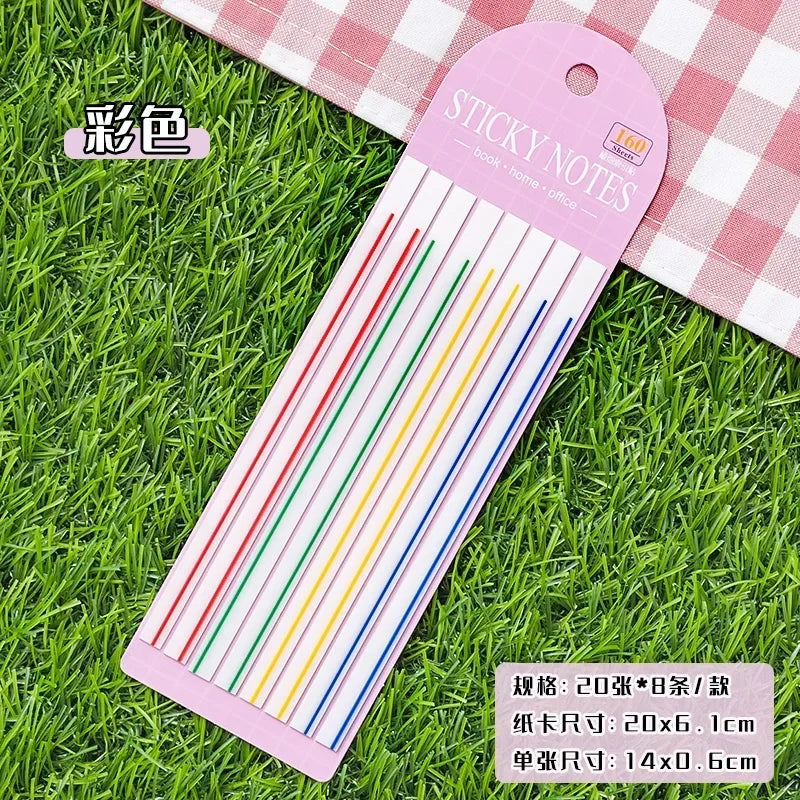 25Sheets highlighting stickers notes thin long strips transparent sticky students colorful fluorescent index Scrapbook 20*6CM