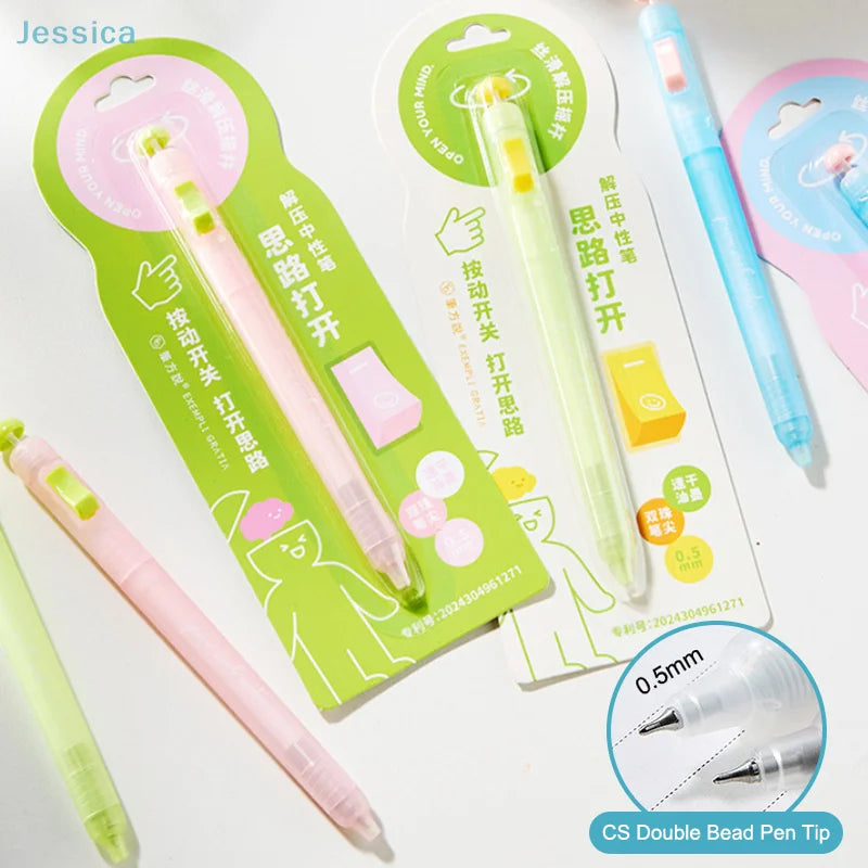 ♥Relax Switch Pen For Exam Prep Fidget Clicker Gel Pen 0.5mm Smooth Writing, Anti-Anxiety Study Tool For School Students Office