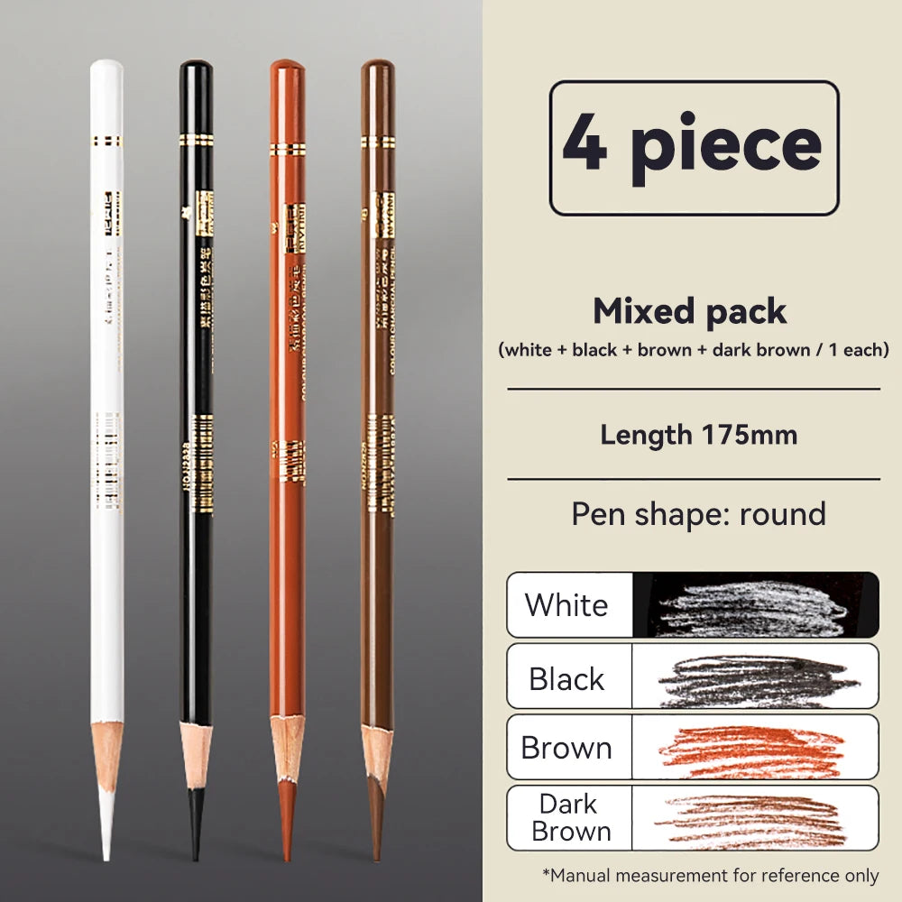 Professional Drawing Sketching Pencils 1/3/4/5/8PCS Sets White/Brown Hand-Painted Art Carbon Pen for Beginners Artists Supplies