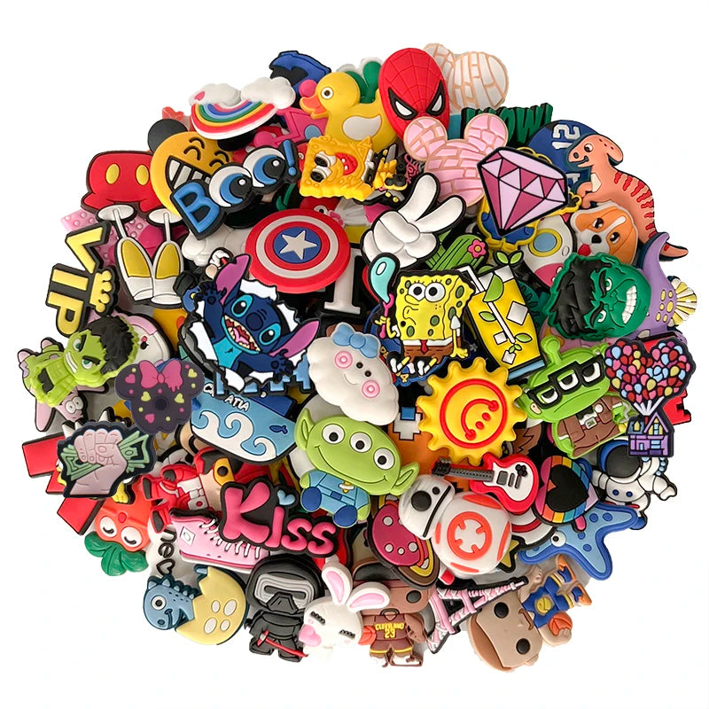 FUNKICKS - 
20-100PCS Wholesale Random Cartoon animation Shoe Charms Animal Garden Shoes Decorations Accessories Buckle For Kids X-mas Gifts