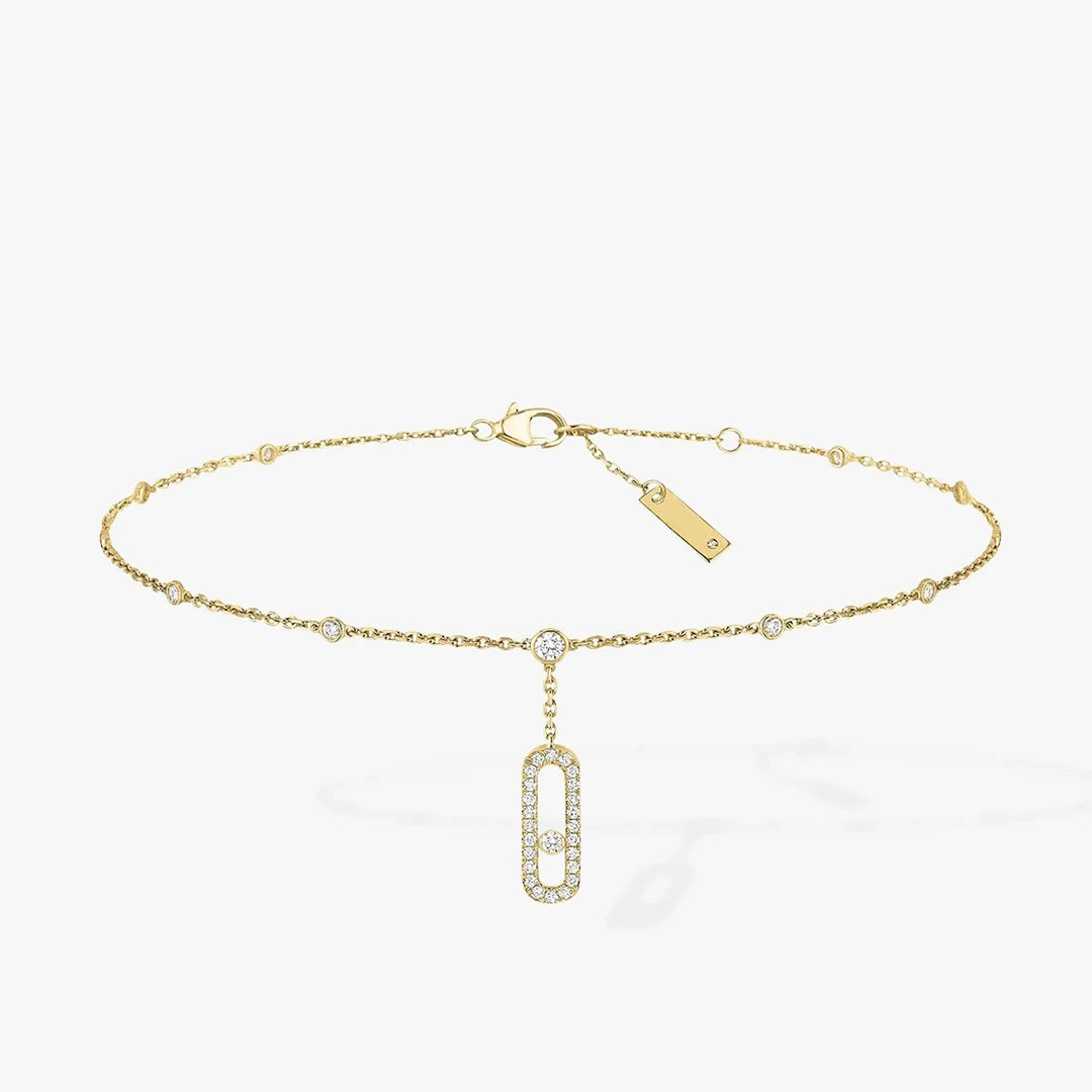 AUREVÉ - 
925 sterling silver 18K gold classic women's diamond ankle chain with moving diamonds. Luxury jewelry gifts