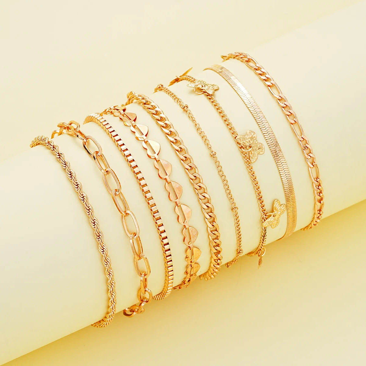 VIVORA - 
New European American Heart Butterfly Ankle Set for Women Bohemian Retro Beach Multi Bead Ankles Versatile Party Banquet Jewelry