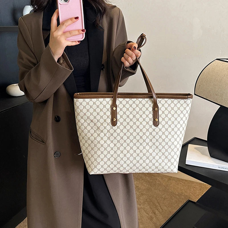 TOVA - 
Large Capacity Shoulder Bag Women's PU Leather Handbag for Commuting and Casual Use Versatile Tote Bag