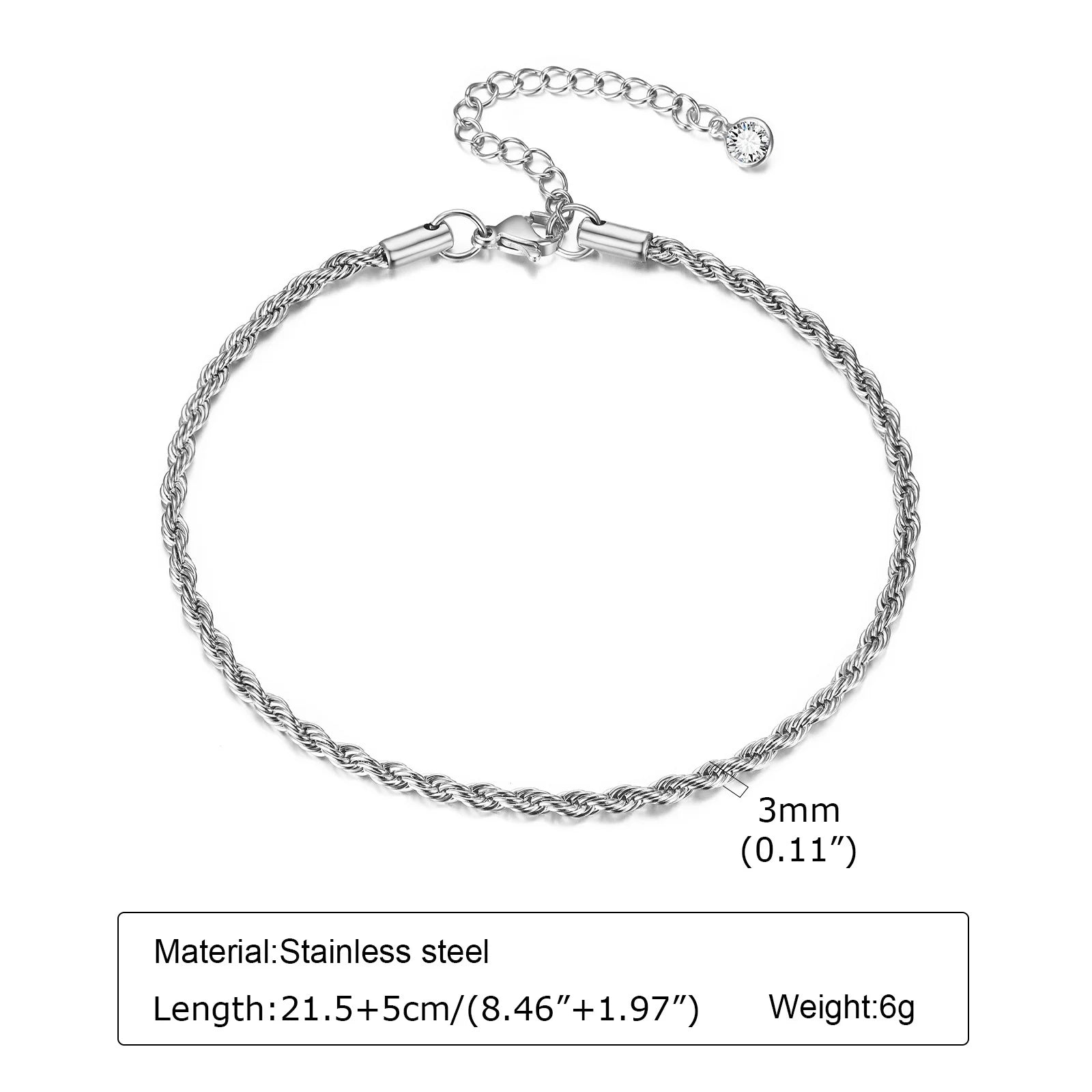 STÉLIA - 
Silver Color Anklet Bracelets for Women Waterproof, Stainless Steel Layered Cuban Chain Herringbone Anklets Summer Beach Gift
