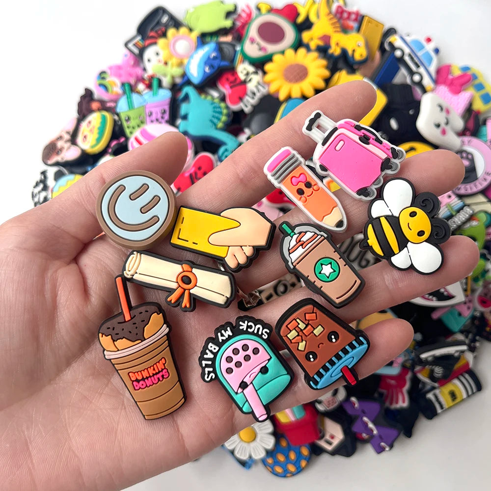 FUNKICKS - 
20-100PCS Wholesale Random Cartoon animation Shoe Charms Animal Garden Shoes Decorations Accessories Buckle For Kids X-mas Gifts