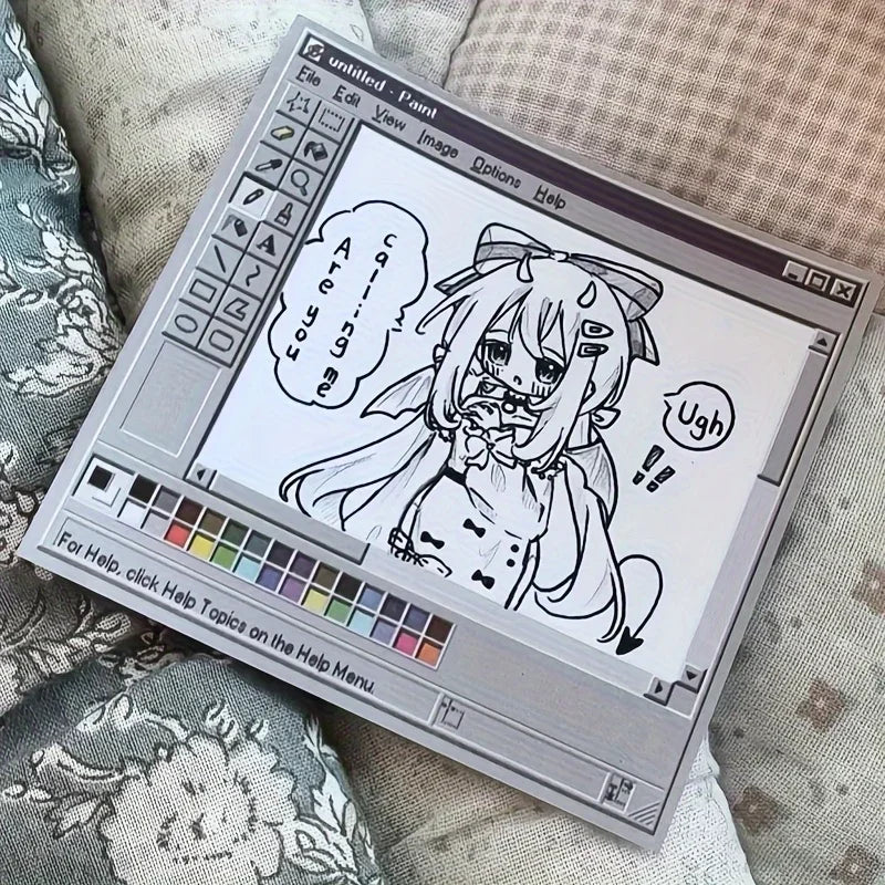 Vintage Computer Drawing Sticky Notes 50 Sheets - Ideal for Artists & Office Use,Durable Adhesive Notes, Sticky Notes for Office