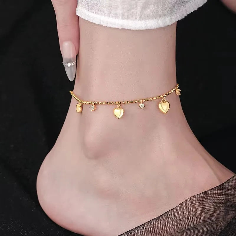 LYSEN - 
VENTFILLE 925 Sterling Silver Double Layer Anklet for Women Geometric Disc Anklet Bracelet Summer Jewelry